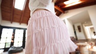 Caroline Zalog vip skirt try on