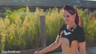 Jeny Smith exploring locations in my Super Hero Costume