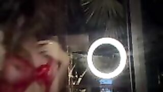 Lyna Perez nude tits red lingerie