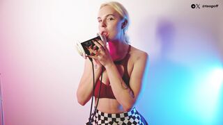 Sounds of Girls ASMR - Student Elsa Licks your Ears in a Striped Skirt