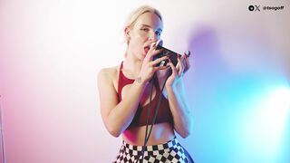 Sounds of Girls ASMR - Student Elsa Licks your Ears in a Striped Skirt