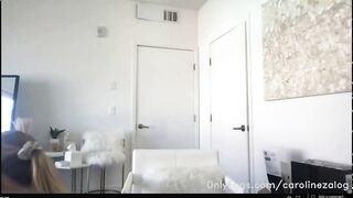 Caroline Zalog live - pink lingerie white tennis outfit