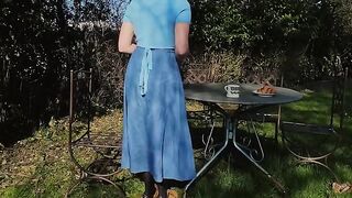 Reading Outdoors In Pantyhose